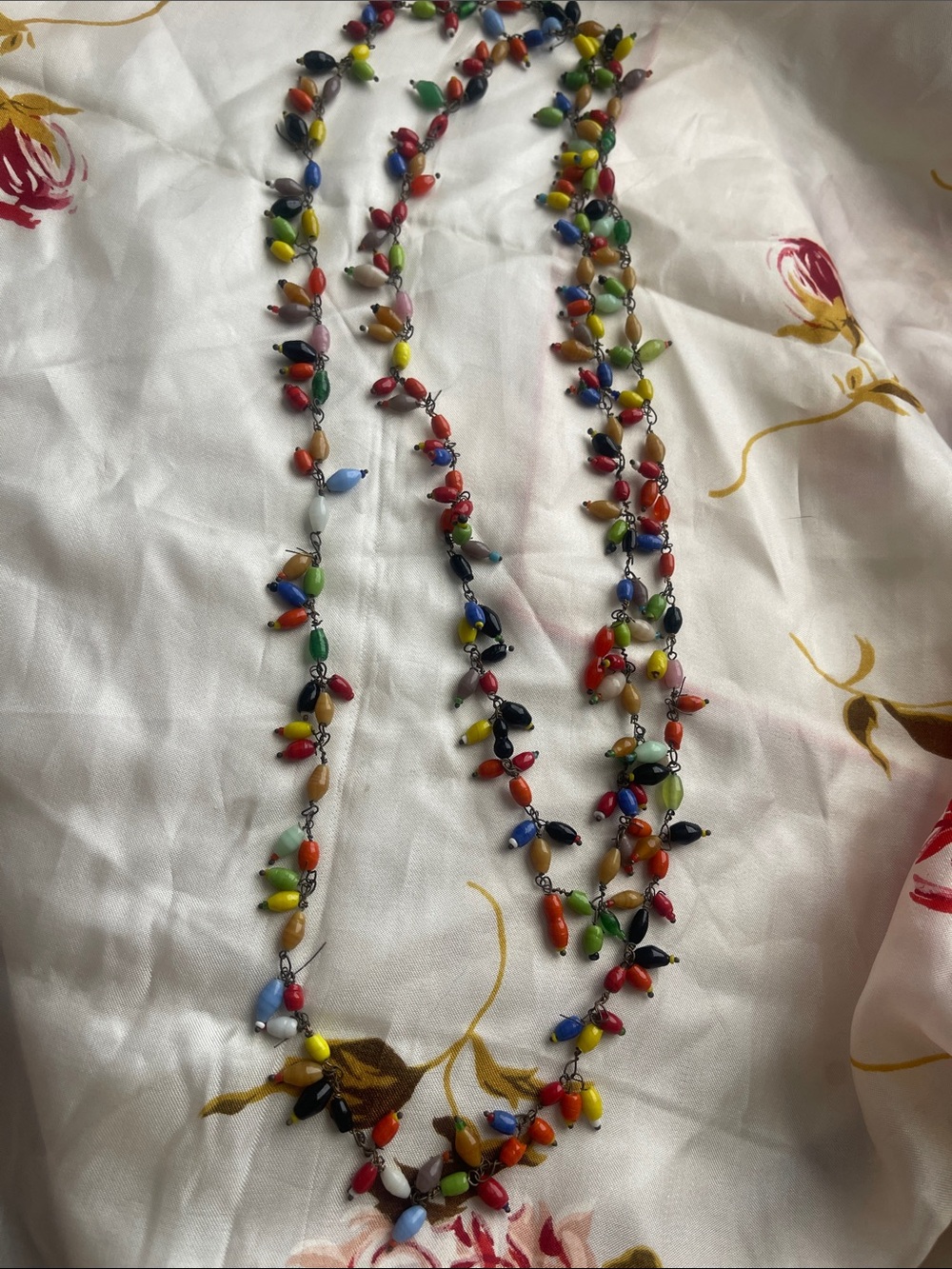 Hand Blown Glass Christmas Light Bead Long Necklace - Women Jewelry